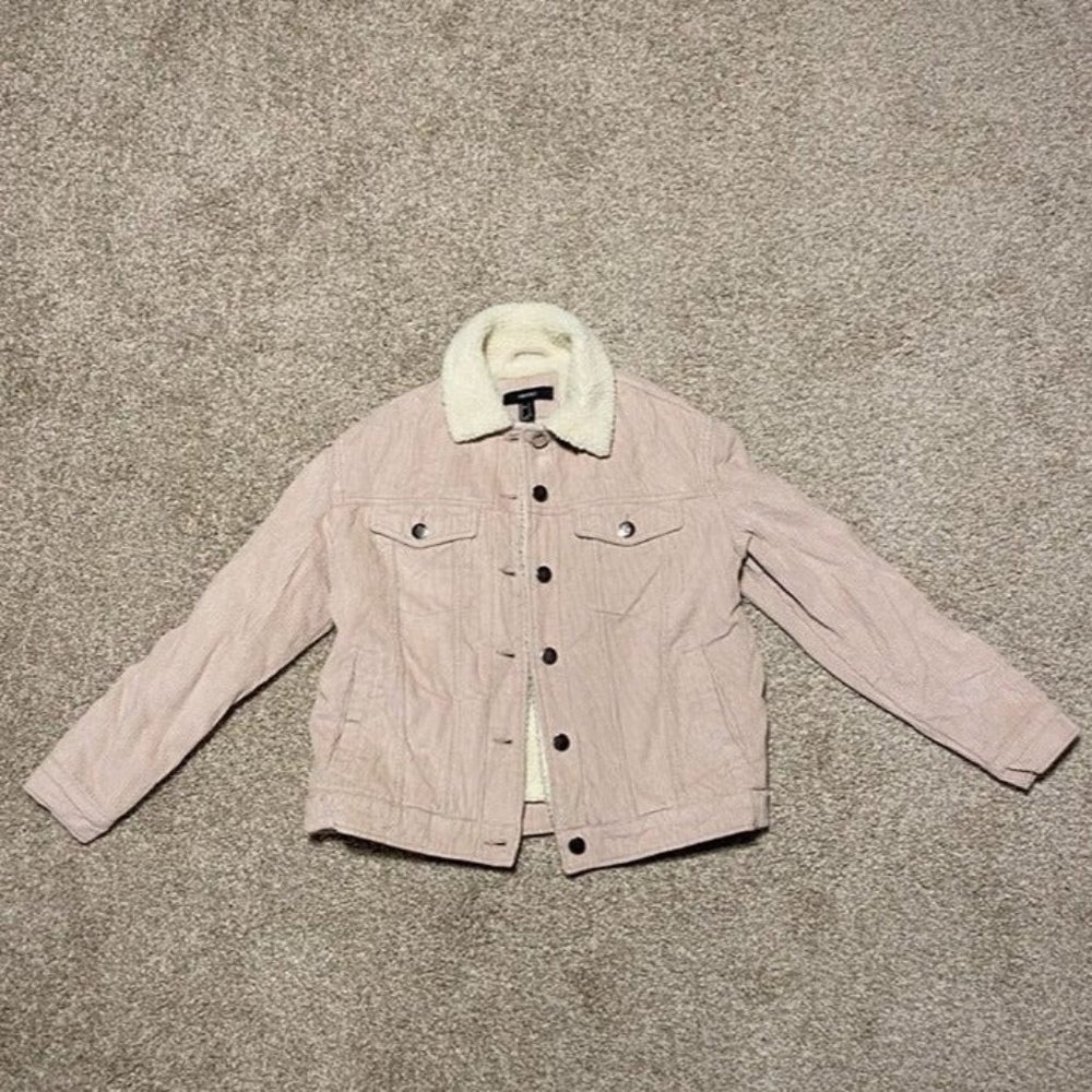 Forever 21 Pink Corduroy Jacket with Fleece Lining Size Small